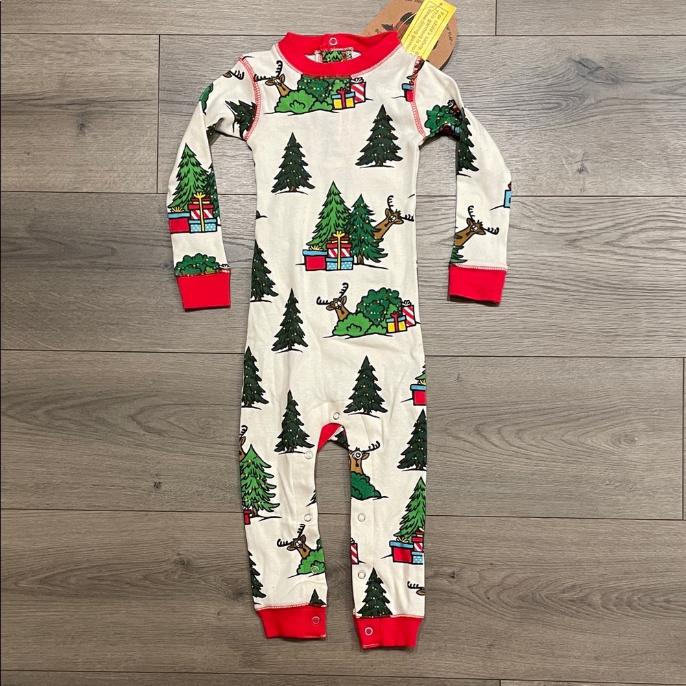 Lazy One Kids Pajama - Cream and Red